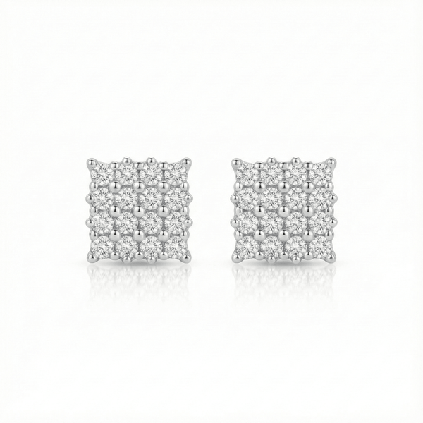 16-Crystal Silver Stud Earrings