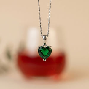 Silver Emerald Heart Pendant Necklace