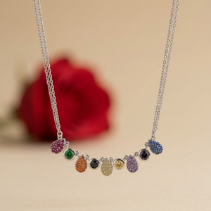 Silver Multicolor Crystal Charm Pendent Necklace