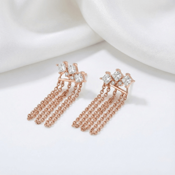 Anaya Rose Gold String Crystal Earrings