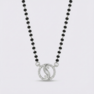 Circle Initial Silver Mangalsutra
