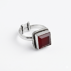 Crimson Edge Silver Ring (adjustable)