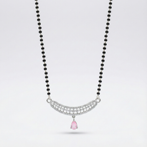 Curved Bar Pink Drop Mangalsutra