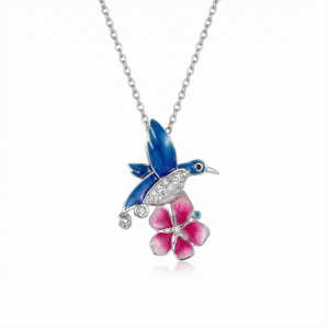 Humming Bird Petal Silver Pendant