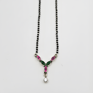 Minimal Leaf Drop Silver Mangalsutra