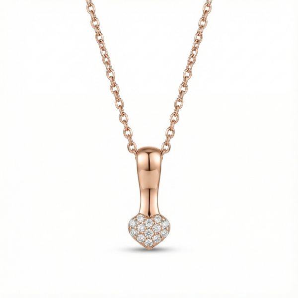 Rose Gold Heart Curve Silver Pendant
