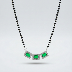 Triple Square Green Gem Mangalsutra