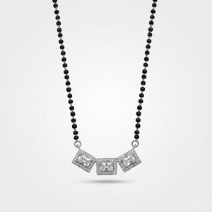 Triple Square Stone Silver Mangalsutra